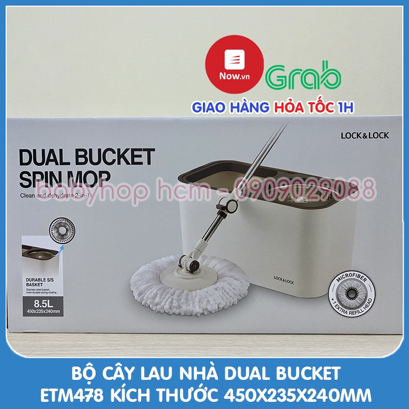 Bộ cây lau nhà dual bucket lock&lock etm478 kích thước 450x235x240mm