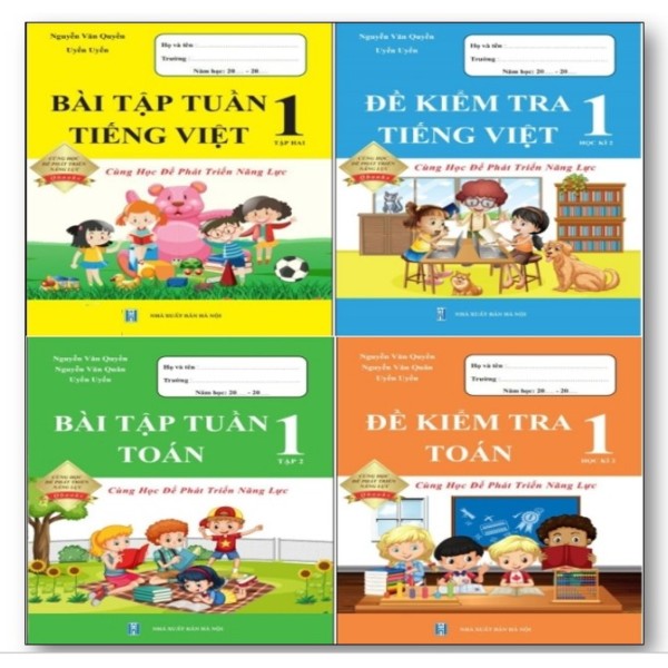 Sách - Combo Bài Tập Tuần và Đề Kiểm Tra Toán - Tiếng Việt 1 - Cùng Học Để Phát Triển Năng Lực - Học Kì 2 (4 cuốn)