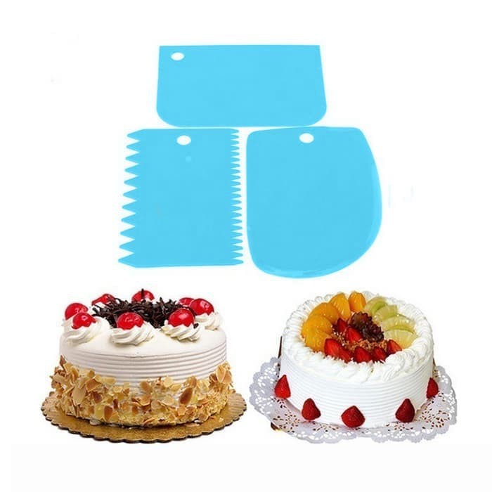 3 Buah Plastik Adonan Icing Fondant Pengikis Dekorasi Kue Alat Membuat