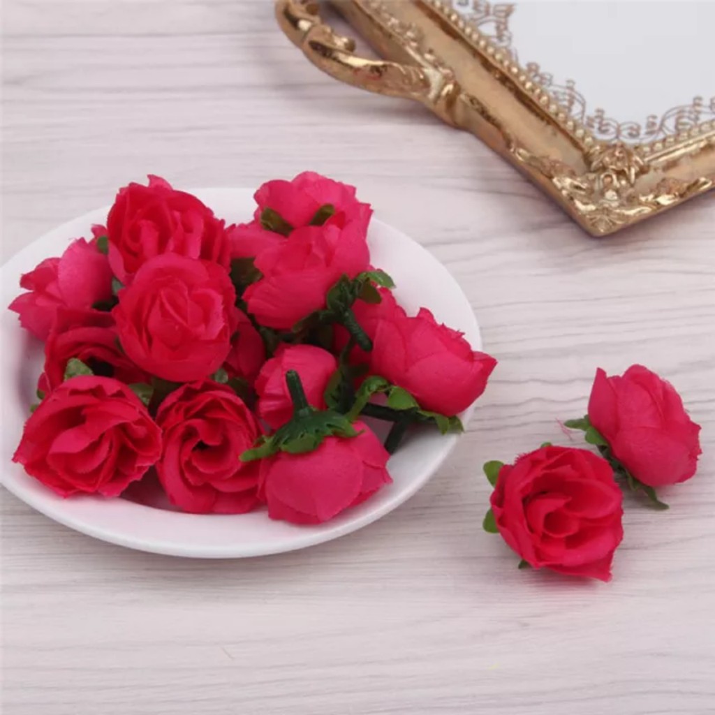 Túi 50 đầu bông hồng vải,kích thước bông 3,5cm hoa hồng nhí