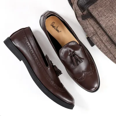 Tomio Dark Brown | Sepatu Coklat Tua Tanpa Tali Loafers Pria Casual Kerja Kantor Laki | FORIND Giant