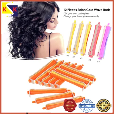 12 pcs Hair Curler Perm Rod Roller for Salon & Barber Professional Use (7 Sizes)