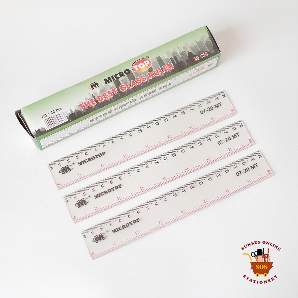 SOS Penggaris MICROTOP 20 cm MT-0720 / Penggaris Plastik / Ruler (12 pcs)