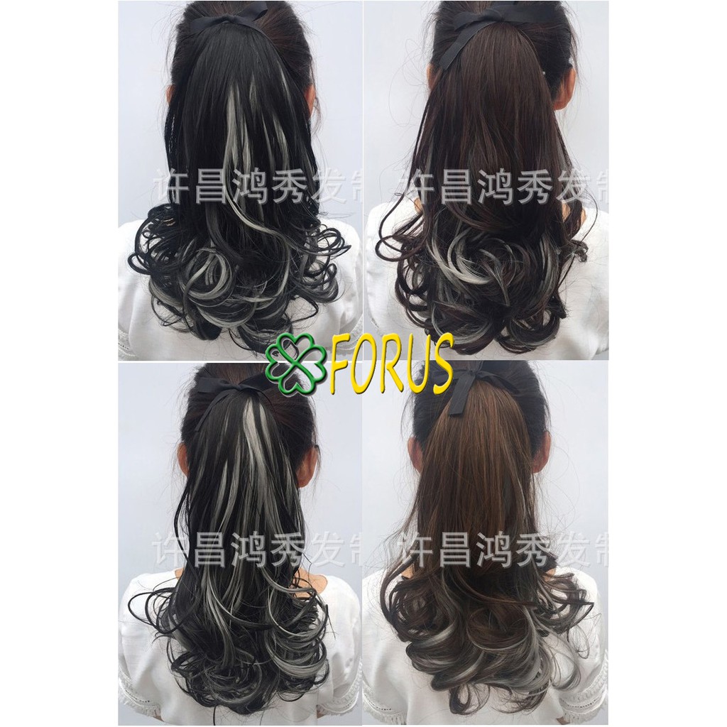 Tóc cột line Xám khói ❤️FREESHIP❤️ tóc giả đính line khói, cột tóc line, tóc giả cột line