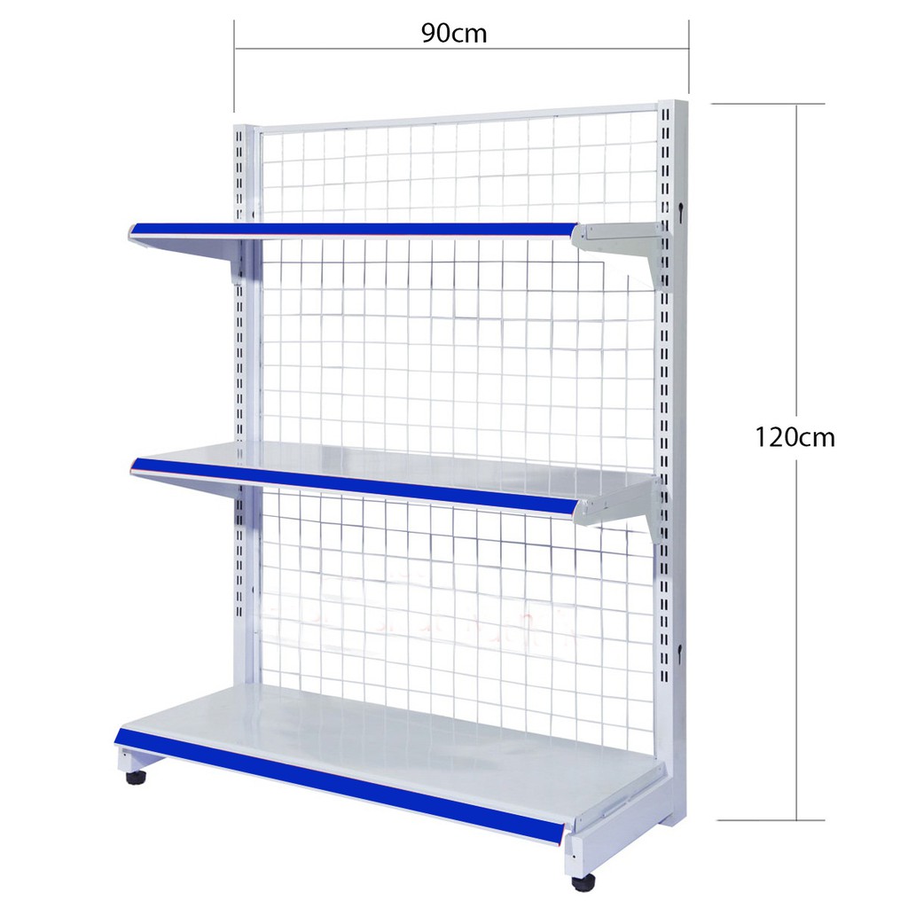 Kệ siêu thị đơn dài 90cm x cao 120cm x 3 tầng