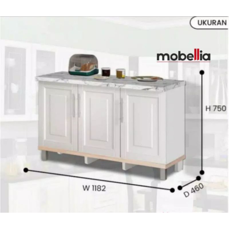 kitchen set bawah minimalis/lemari dapur bawah putih 3pintu lemari makan