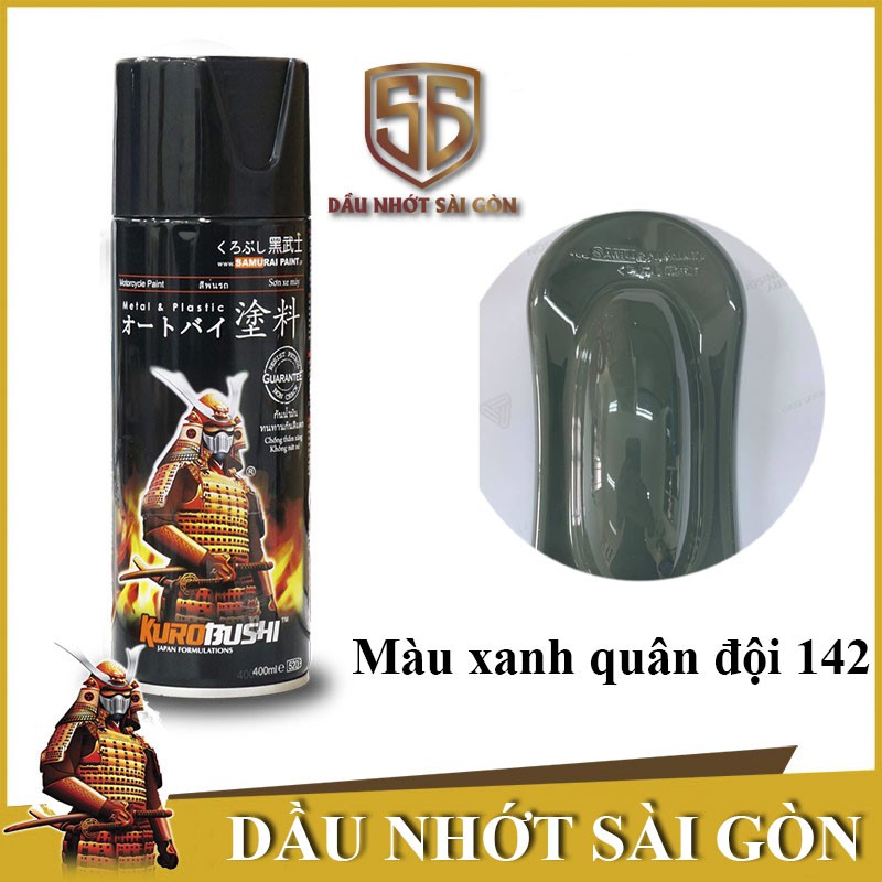 Samurai 142 - chai sơn xịt xe máy màu xanh quân đ.ội 20/142