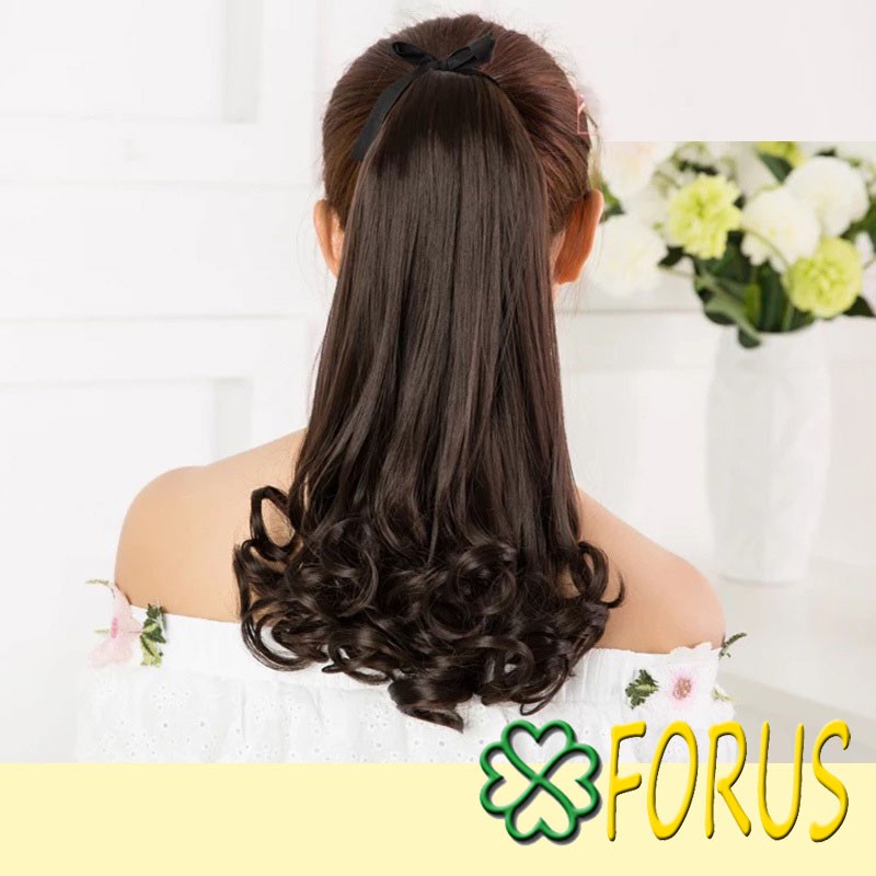 Tóc giả cột xoăn 48cm, buộc tóc giả, tóc giả xoăn D15