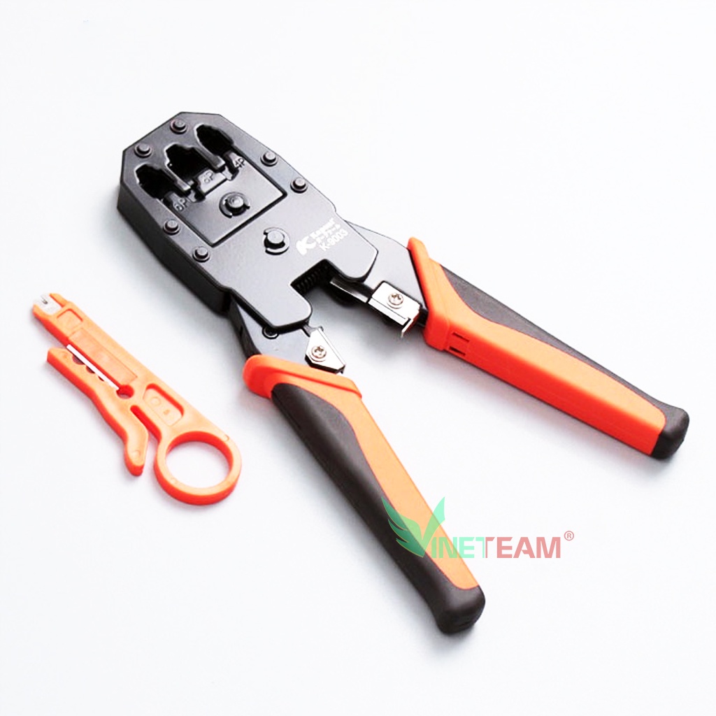 Kìm bấm mạng cos line hãng Kapusi Japan, 3 đầu tích hợp 4P, 6P, 8P kèm tuốt dây điện