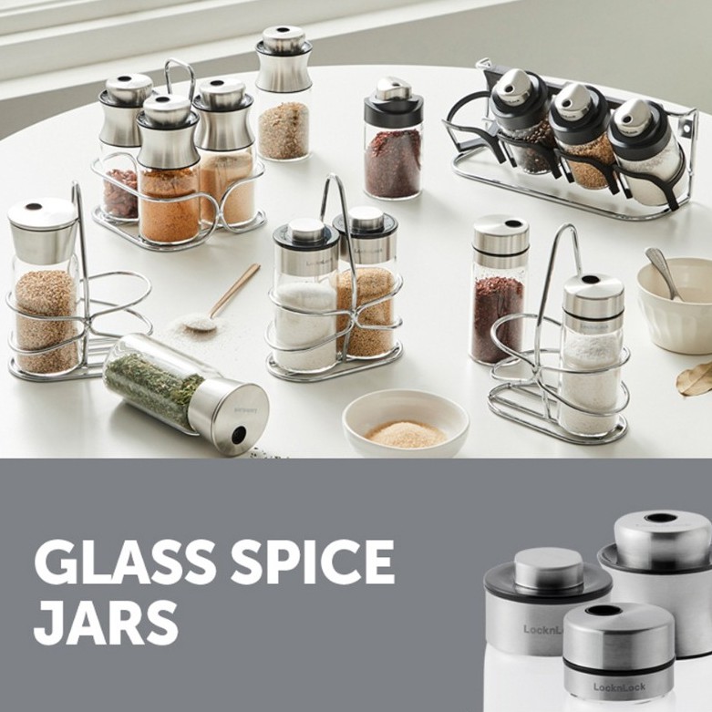 Set 2 hũ đựng gia vị lock&lock point glass spice jar llg848 *2