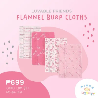Luvable Friends 4-Pack Flannel Burp Cloths Love design