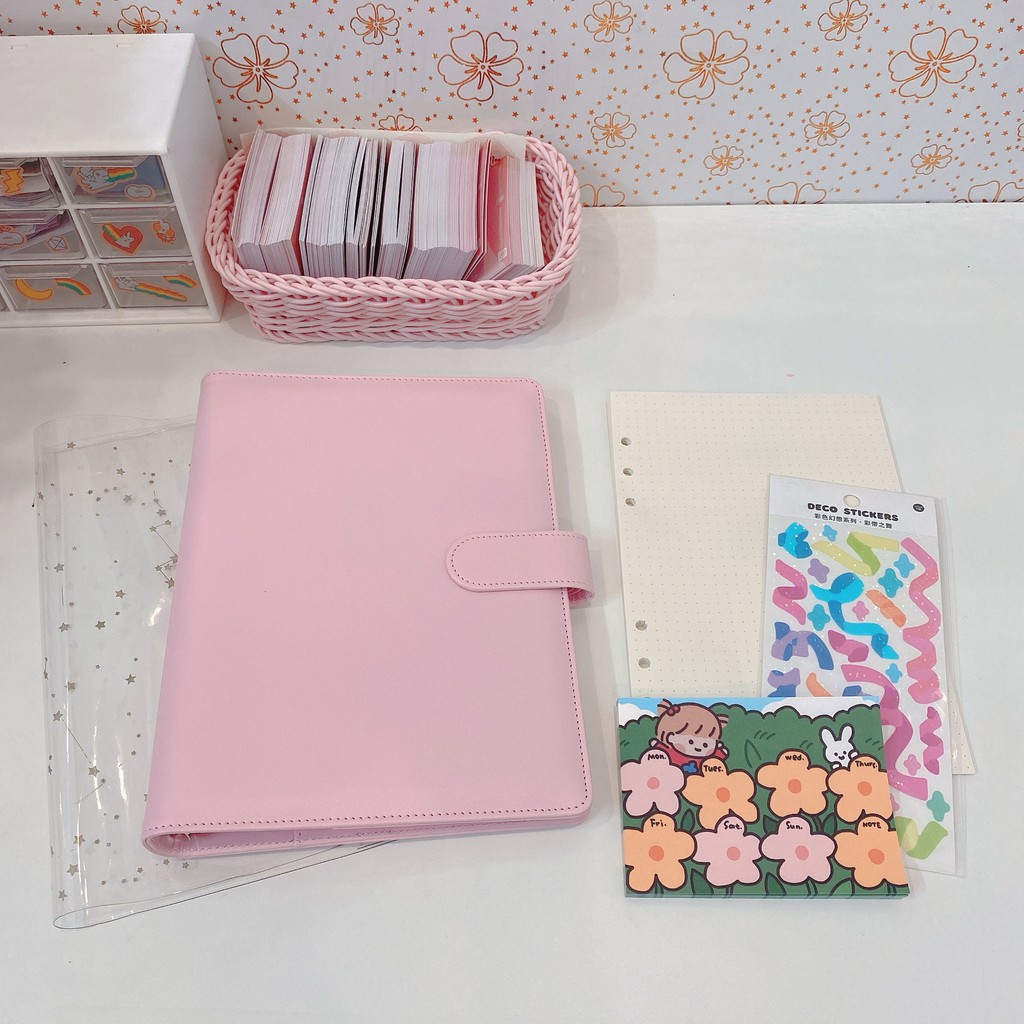 Sổ còng bìa da pastel planner a5 a6
