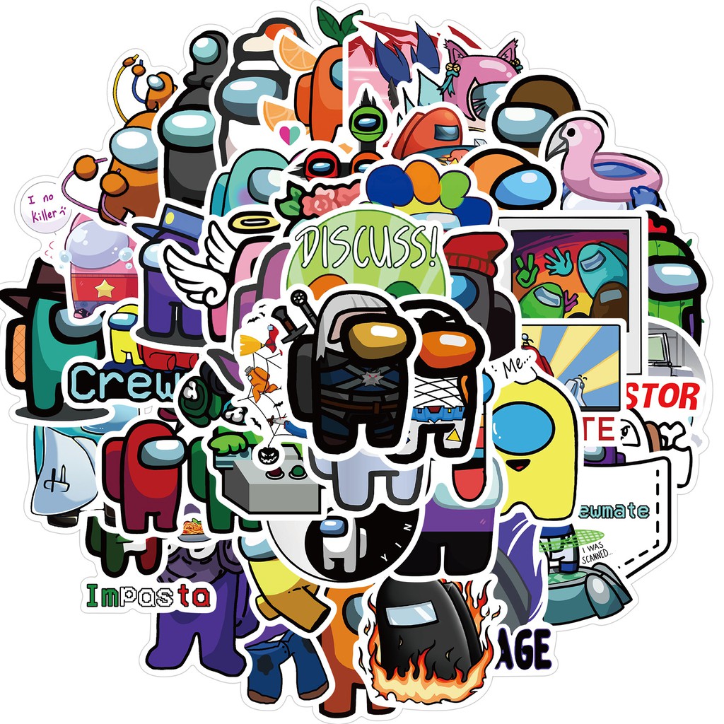 H107 - sticker amongus - pvc/ hình dán chống nước mũ bảo hiểm vali laptop điện thoại