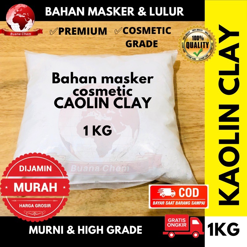 Kaolin Clay / Bahan Masker Wajah / Bubuk Kaolin Cosmetic Grade 1kg / Lempung Kaolin / Lulur badan