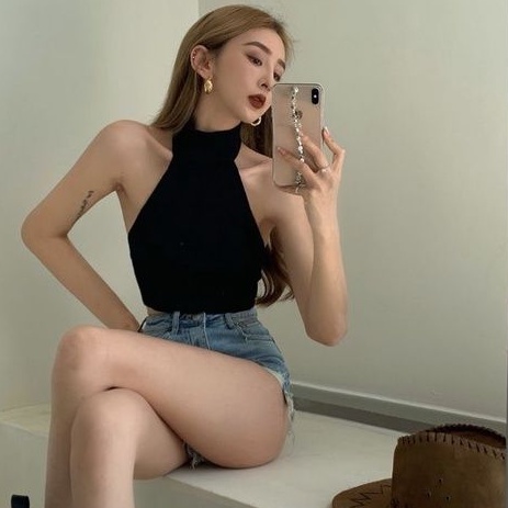 Áo yếm ngọc croptop thun gân a4-yn