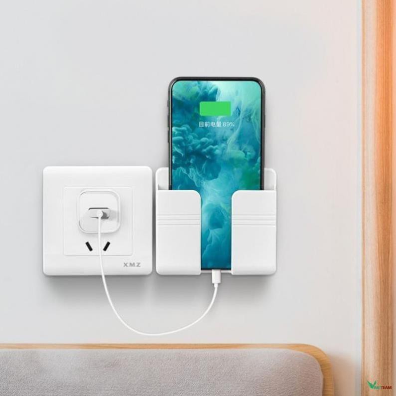 Giá dán tường để điện thoại, remote điều khiển, ổ cắm/ giá đỡ sạc điện thoại treo tường/ kệ đựng đồ đa năng
