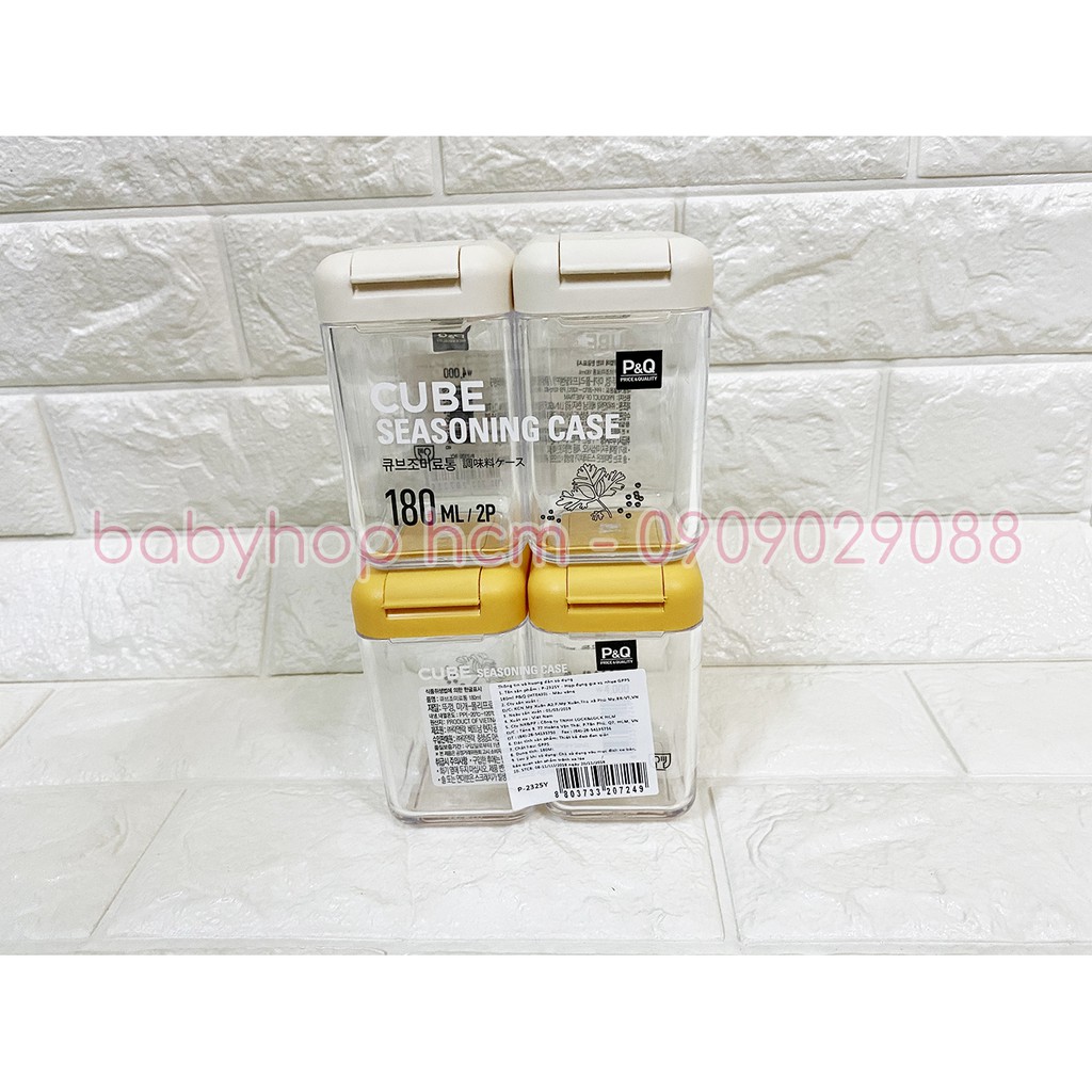 Set 2 hộp đựng gia vị nhựa gpps lock&lock cube seasoning case p-2325 180ml hàng p&q