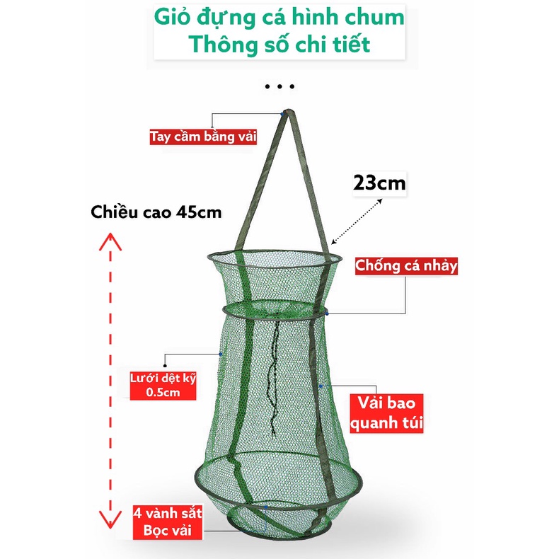 Giỏ đựng cá hình chum 3 tầng