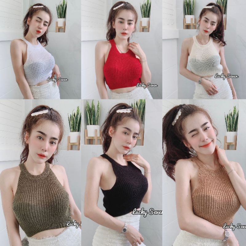 🌈SpinnyHouse🌈 เสื้อแขนกุด ครอปท็อป แขนเว้า แขนสโลป น่ารักมาก เนื้อไหมพรมเนื้อนิ่ม เสื้อแขนสโลป Popcorn รุ่น ข้าวโพด P303A ราคา 86 บาท*ส่งฟรี