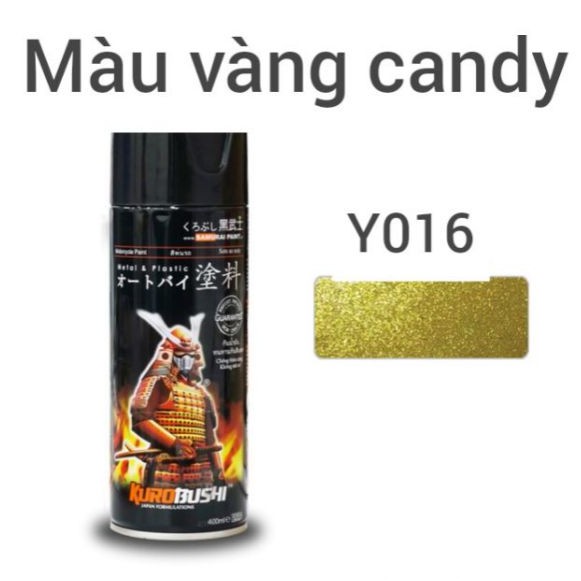 Y016 _ sơn xit samurai y016 _candy yellow_ màu vàng kẹo yamaha