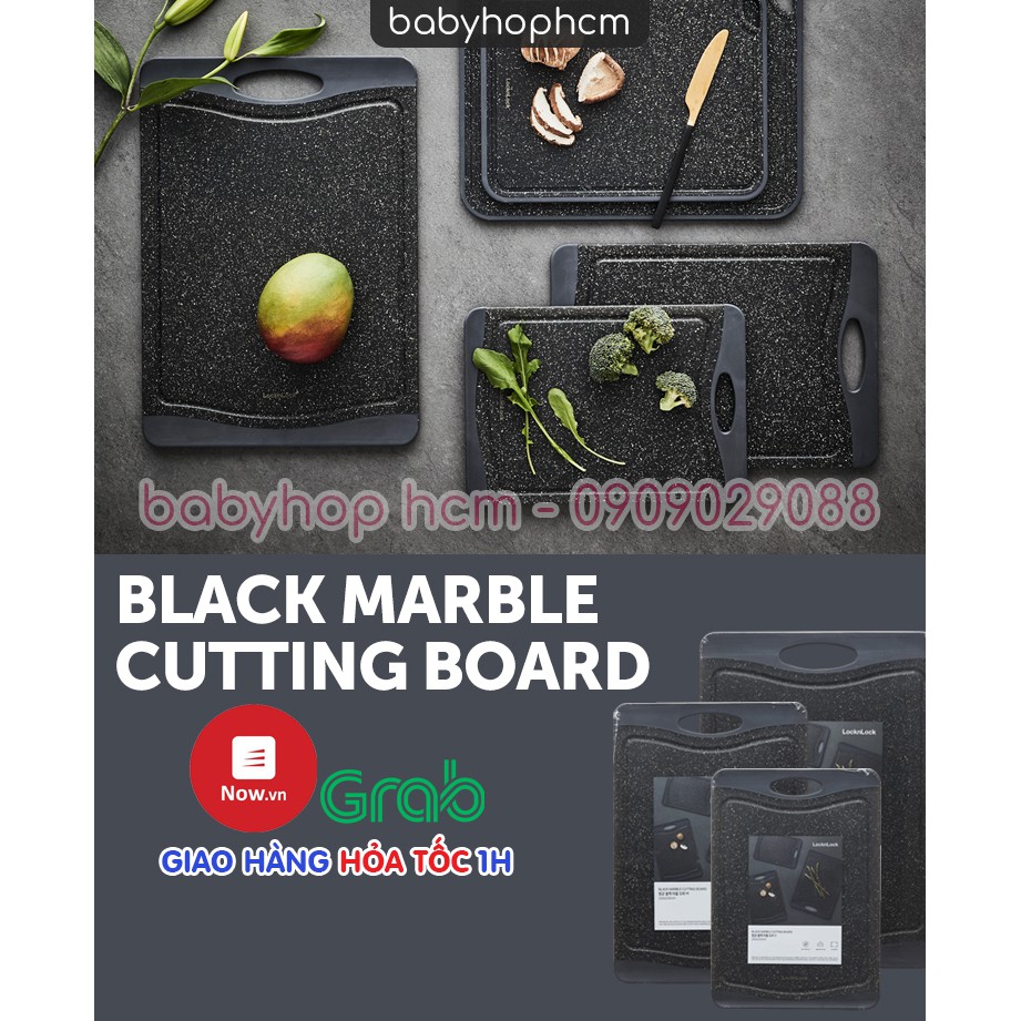 Thớt Kháng Khuẩn Lock&Lock Black Marble CKD006 CKD007 CKD008 CKD009S2 Màu Đen 5 Size S M L