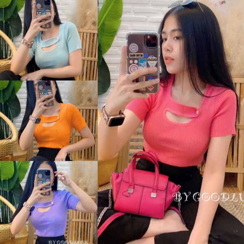 🌈SpinnyHouse🌈 เสื้อไหมพรม กระดุม1เม็ด นุ่ม ใส่สบาย 🥰รุ่น กระดุม1เม็ด B-026-4-A ราคา 118 บาท*ส่งฟรี