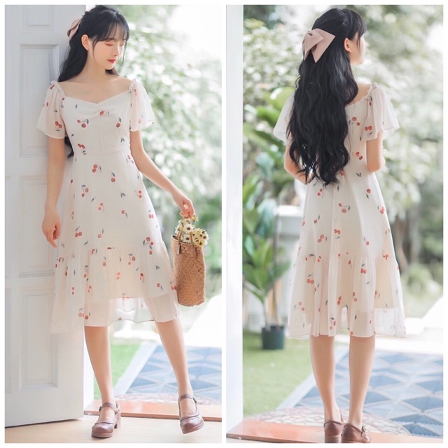 Đầm cherry đỏ đuôi cá