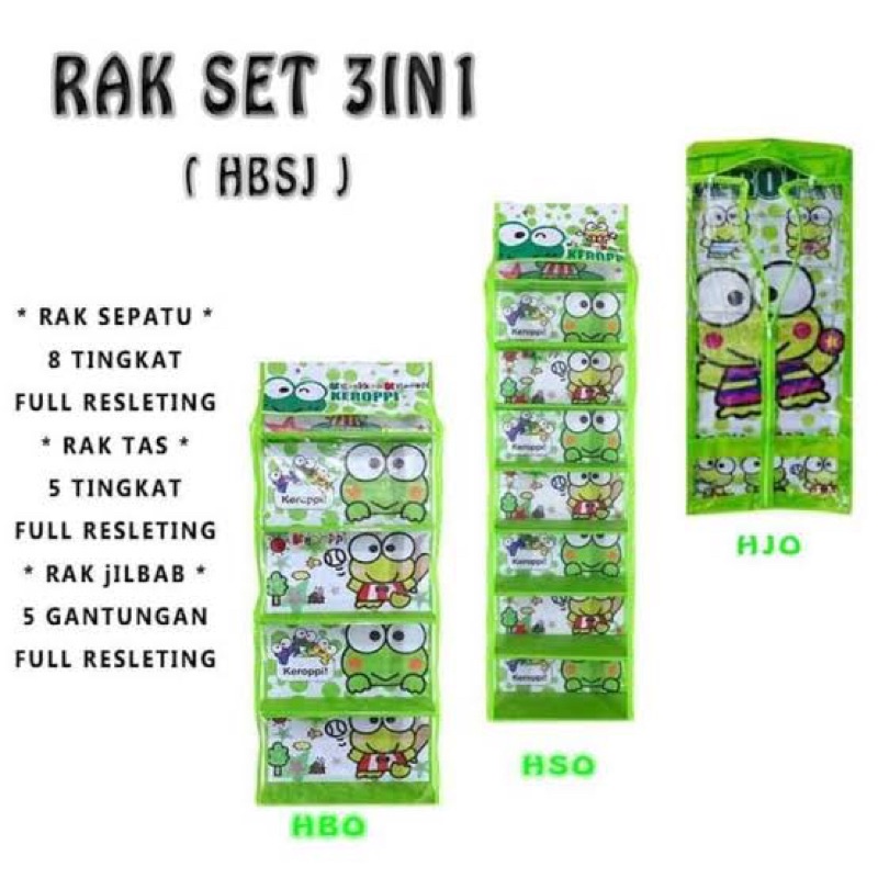 1KG [4IN1] RAK SET UNTUK SEPATU TAS JILBAB&KOSMETIK FULL SLETTING ANTI DEBU