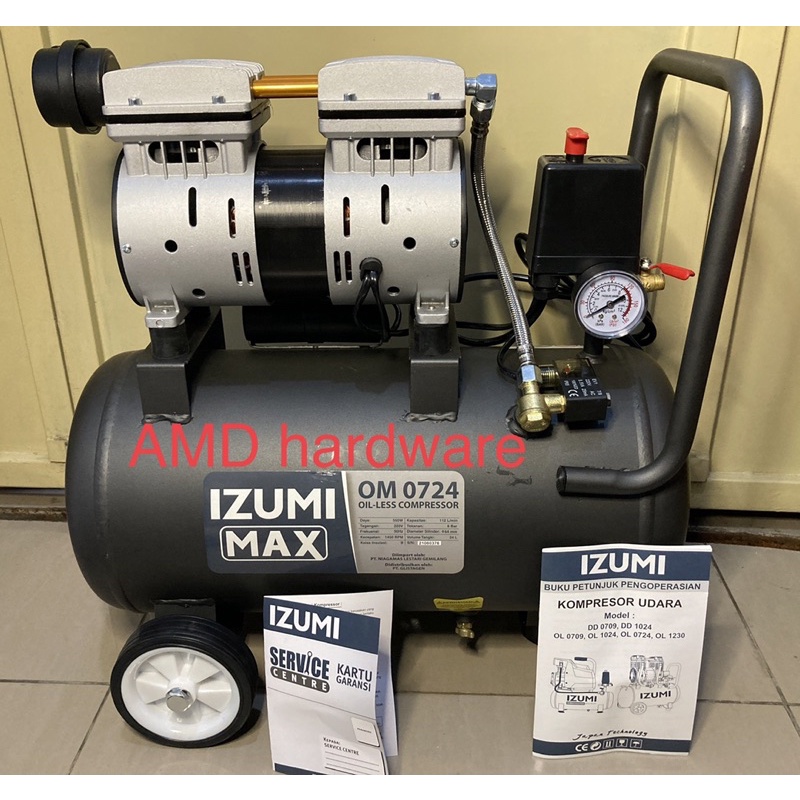 IZUMI OM 0724 Mesin Compressor Oilless Kompresor oil-less angin 3/4HP 24L Izumi OM0724 / OL0724 Silent (lakoni NLG Harga 1,228,000 rupiah*Gratis Ongkir
