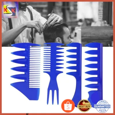 Professional Blue Men Hairdressing Tool Set Wide Teeth Fork Comb Hair Straightening Oil Hair Styling Comb