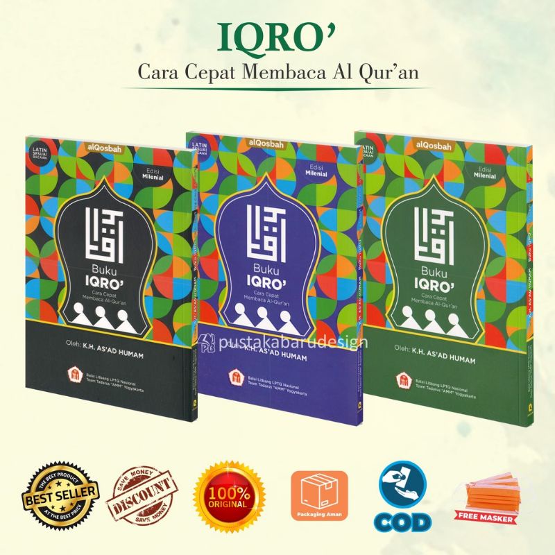 Buku IQRO MILENIAL Disertai Latin Cara Cepat Membaca Alquran Full Colour Warna