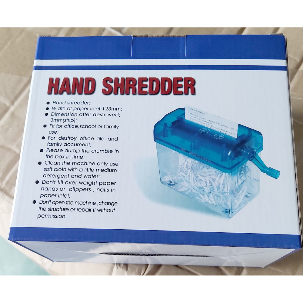 Alat Penghancur Pemotong Kertas Manual CD Card Paper Shredder Biru