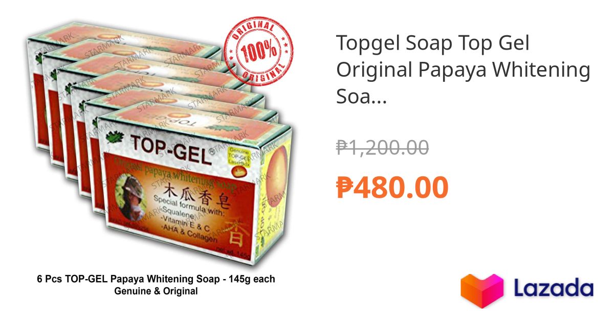 Topgel Soap Top Gel Original Papaya Whitening Soap Soaps 145g 145 grams