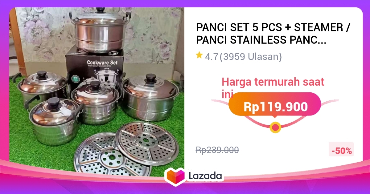 Panci Set Pcs Steamer Panci Stainless Panci Kukus Serbaguna