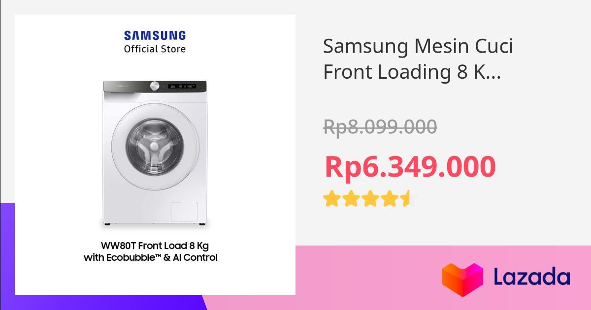 Samsung Mesin Cuci Front Loading 8 Kg Dengan Ecobubble™, AI Control ...