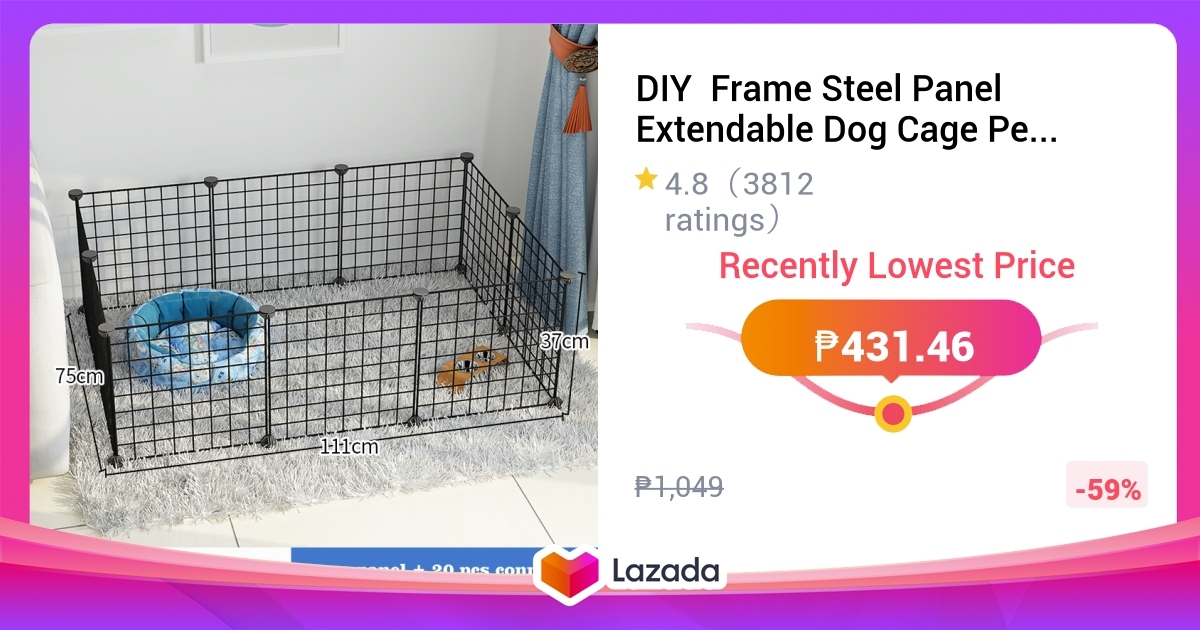 Visual Reference: DIY Frame Steel Panel Extendable Dog Cage Pet Cage Stackable