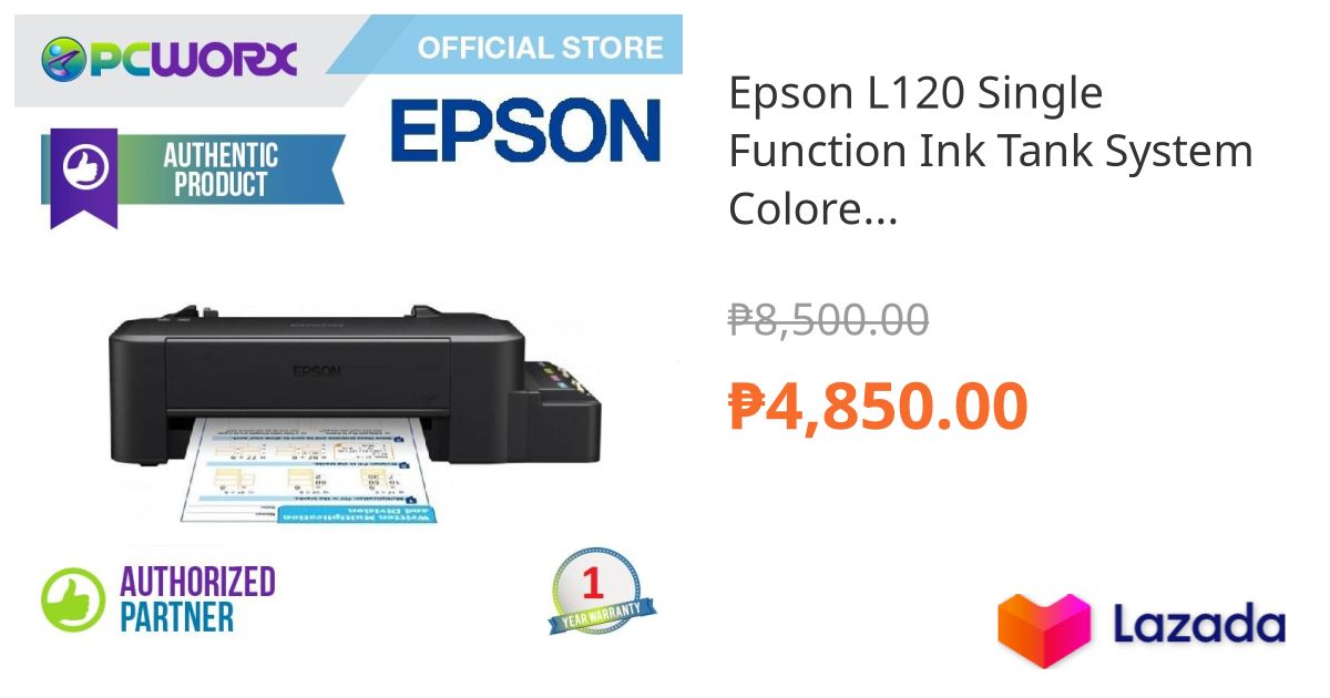 Epson L120 Single Function Ink Tank System Colored Printer Black 3041