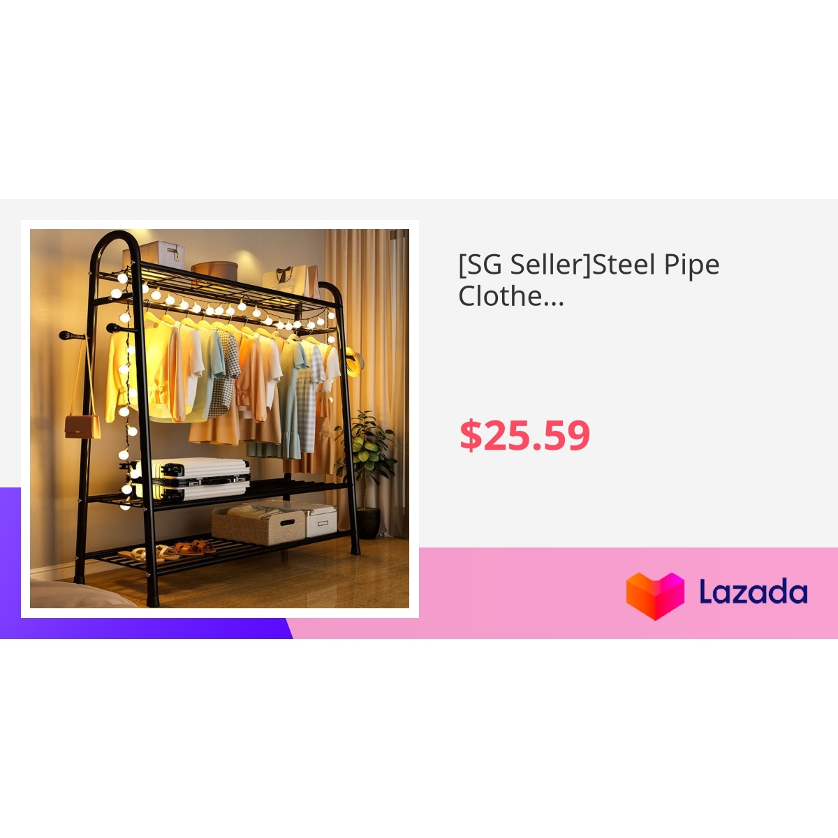 SG Seller Steel Pipe Clothes Rack Household Clothes Hanging Rack sg-seller-steel-pipe-clothes-rack-household-clothes-hanging-rack