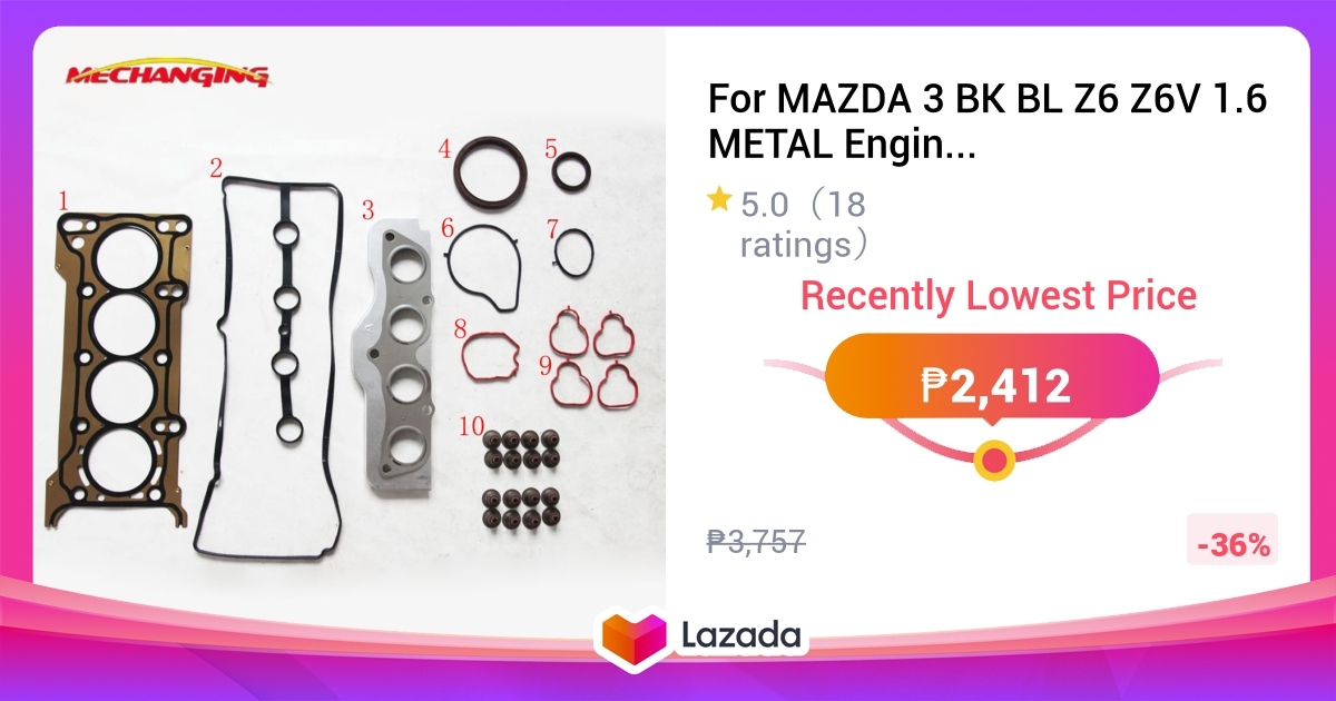 For MAZDA 3 BK BL Z6 Z6V 1.6 METAL Engine Rebuilding Kits Engine Parts