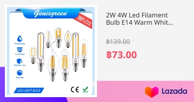 2W 4 W Led Filament Bulb E14 Warm White Tubular Candle Bulb Dimmable ...