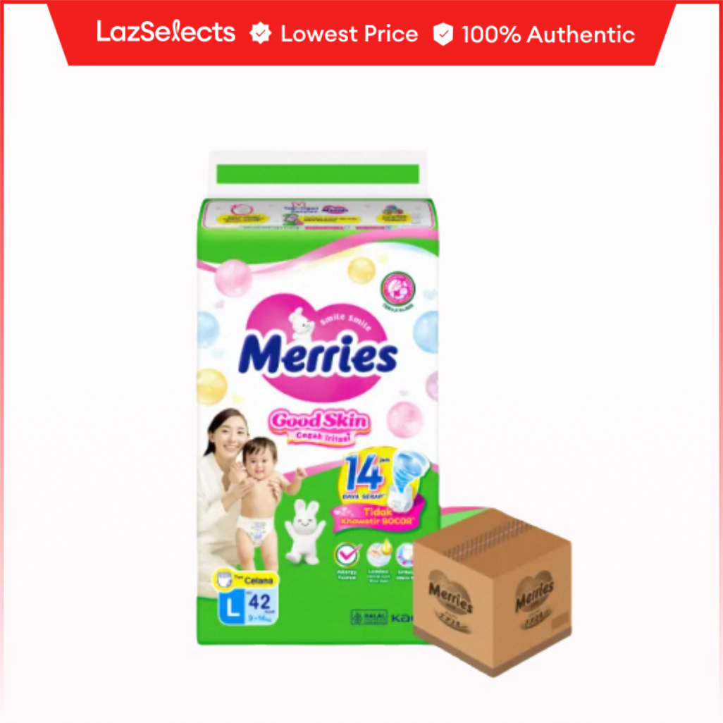 Merries Popok Bayi Good Skin Pants L42 isi 4 pcs (9-14kg) [Karton] Harga 310,700 rupiah*Gratis Ongkir