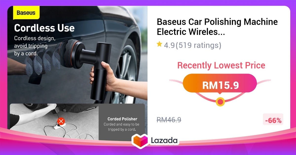 Baseus Car Polishing Machine Electric Wireless Polisher 3800rpm ...