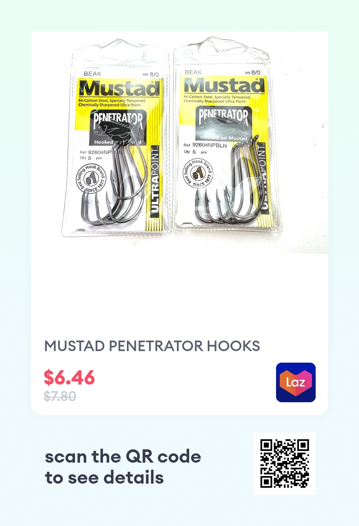 Hameçons Mustad 33637B #4/0 - Ver à Gorge Bleutée, Boîte De 100