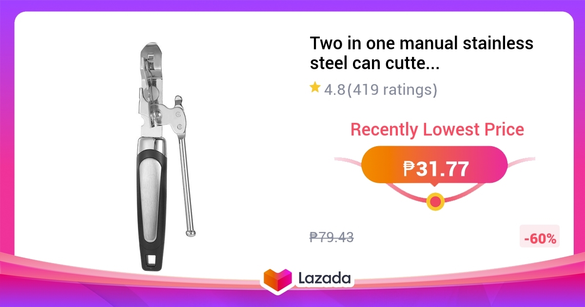 Two in one manual stainless steel can cutter multifunctional household