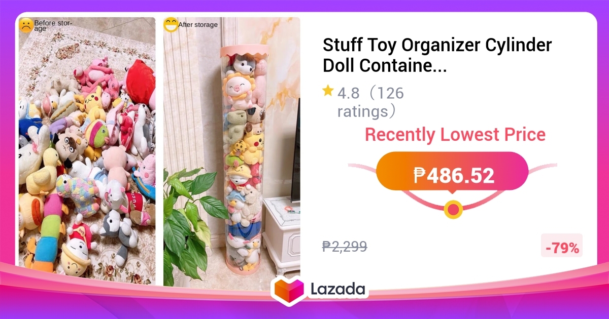 Stuff Toy Organizer Cylinder Doll Container Storage Bucket Box Doll rice-dispenser-storage-automatic-graduated-plastic-sealed-rice-bucket