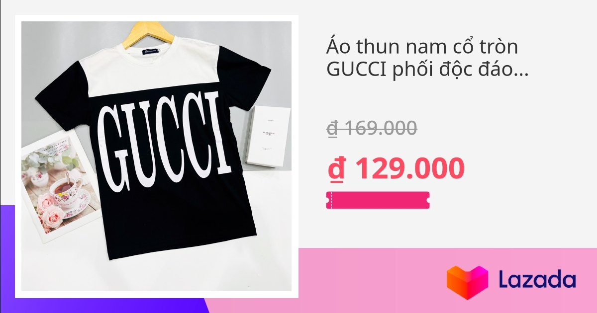 Áo thun nam cổ tròn GUCCI phối độc đáo, áo phông nam phong cách trẻ ...