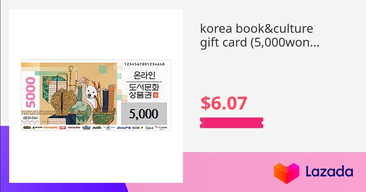 korea book&culture gift card (5,000won) (top up nexon, xbox, affrica TV