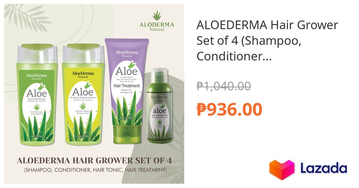 ALOEDERMA Hair Grower Set of 4 (Shampoo, Conditioner, Hair Tonic, Hair ...