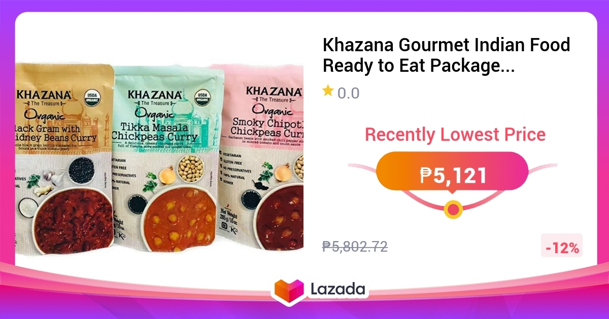 Khazana Gourmet Indian Food Ready to Eat Packaged Meals |USDA-Organic ...