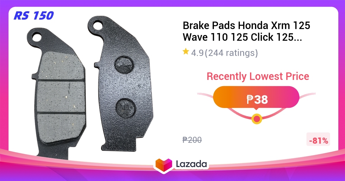 Brake Pads Honda Xrm 125 Wave 110 125 Click 125i 150i RS150 PCX 150 ADV